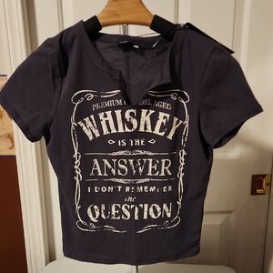 NWT Grey Short Sleeve Graphic Tee with Whiskey Design